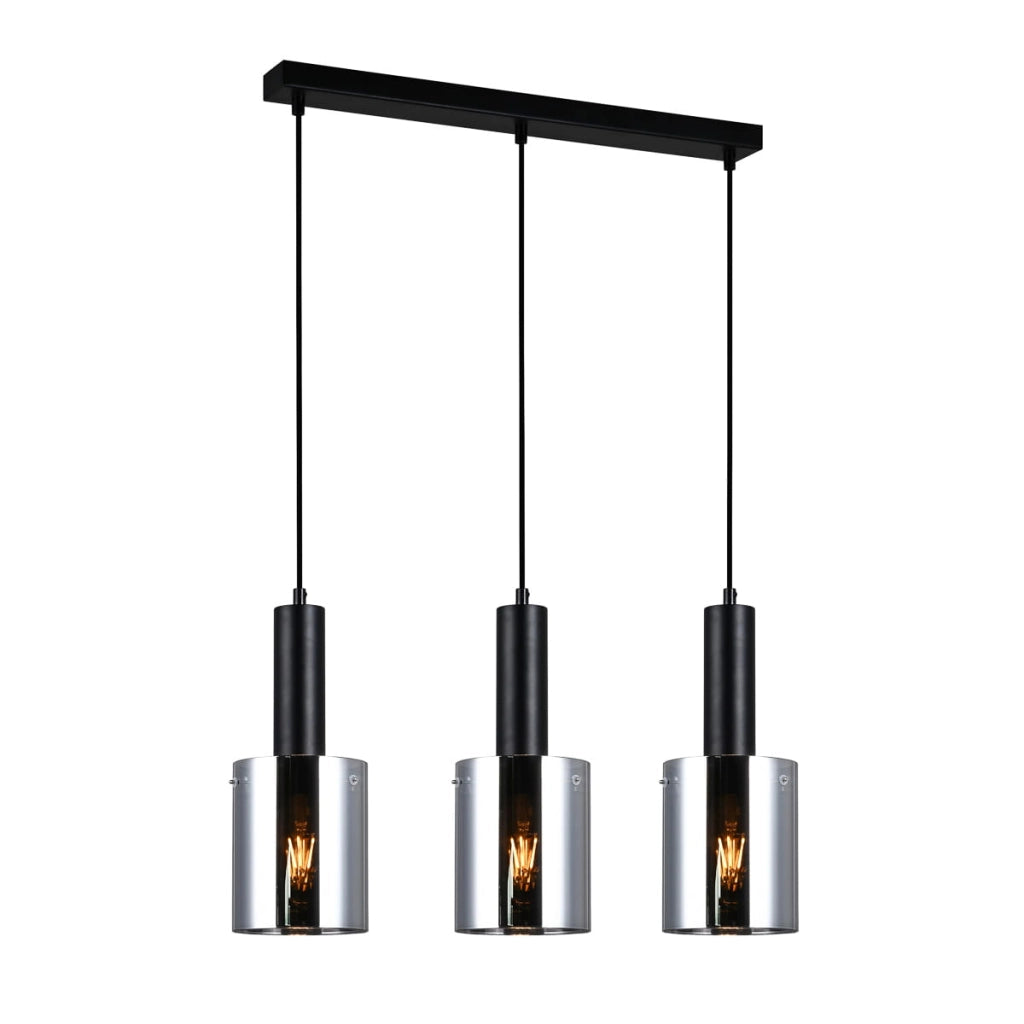 Italux Sardo moderno lampadario nero cromo 3xE27 dimmerabile