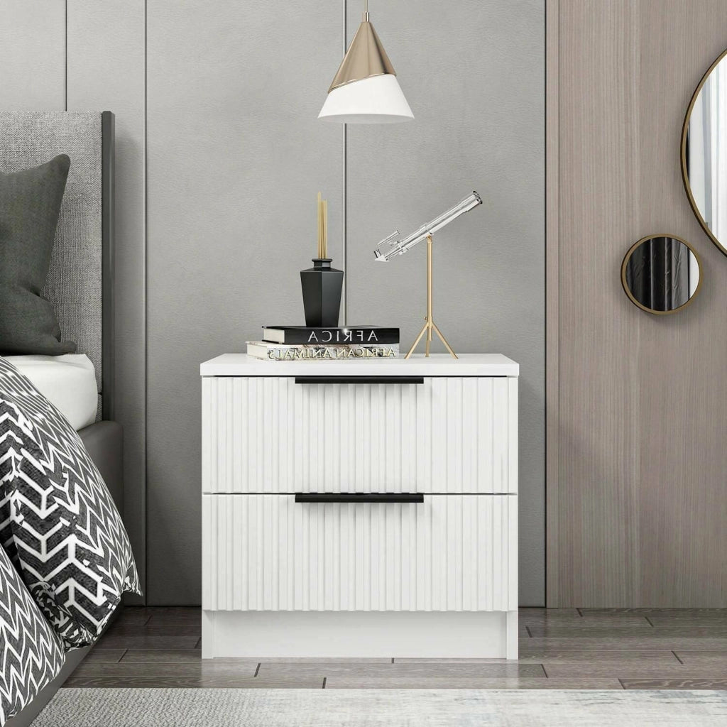 Meranti, Comodino un Ripiano, 50x40x47h cm Bianco