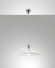 Lampada a Sospensione Aragon in Metallo e Vetro Bianco, Attacco E27 60W, Design Moderno ed Elegante per Interni IP20, Diametro 53 cm