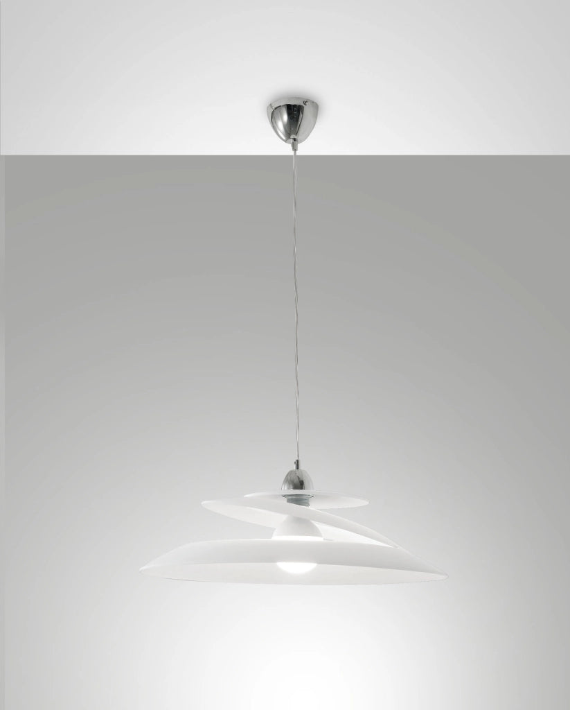 Lampada a Sospensione Aragon in Metallo e Vetro Bianco, Attacco E27 60W, Design Moderno ed Elegante per Interni IP20, Diametro 53 cm