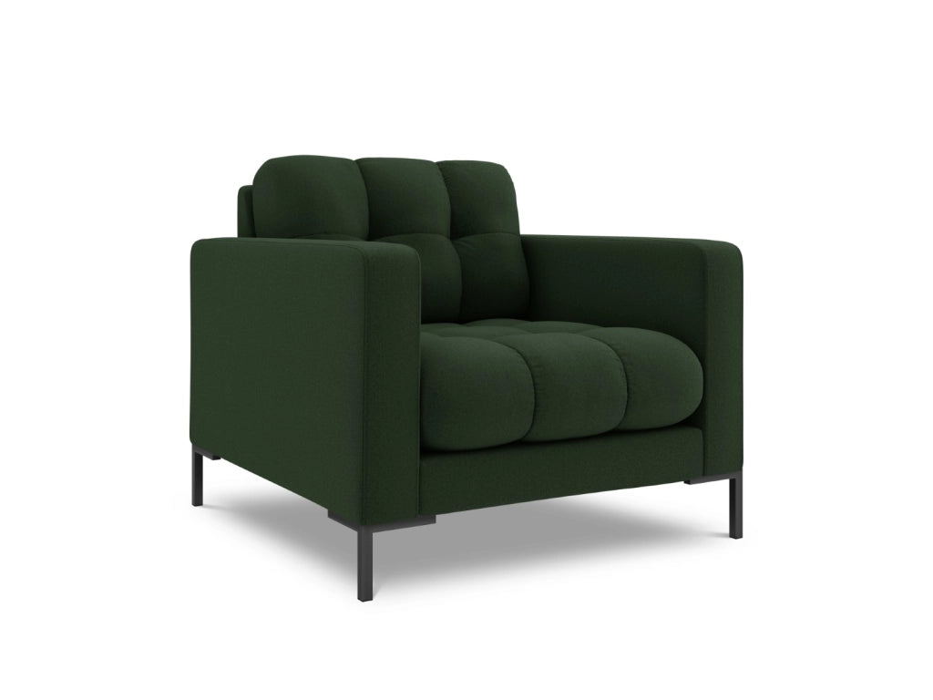 Cosmopolitan Design - Poltrona "Bali" in tessuto strutturato verde scuro 