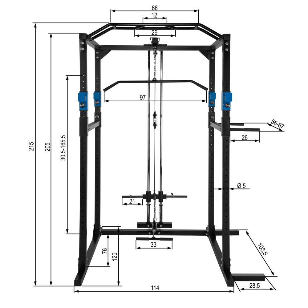 Stazione fitness con gabbia per pesi in acciaio nero/blu 08_0000428