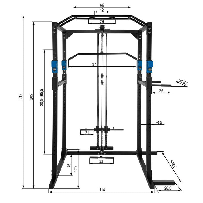 Stazione fitness con gabbia per pesi in acciaio nero/blu 08_0000428