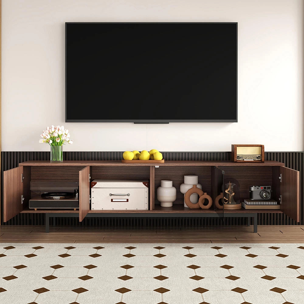 Mobile TV LED - Xylo - Texture scolpita con vetro temperato