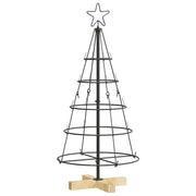 Albero a Cono di Natale | Decorazioni natalizie con supporto Nero 90 cm Acciaio