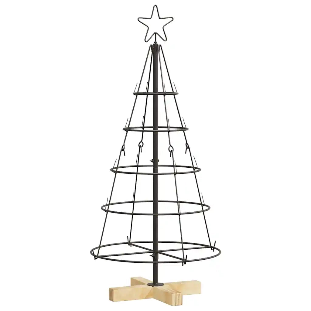 Albero a Cono di Natale | Decorazioni natalizie con supporto Nero 90 cm Acciaio