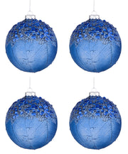 Palline di Natale in Vetro Blu Moderne Paillettes Decorazioni Addobbi Albero Diametro: 80 mm
