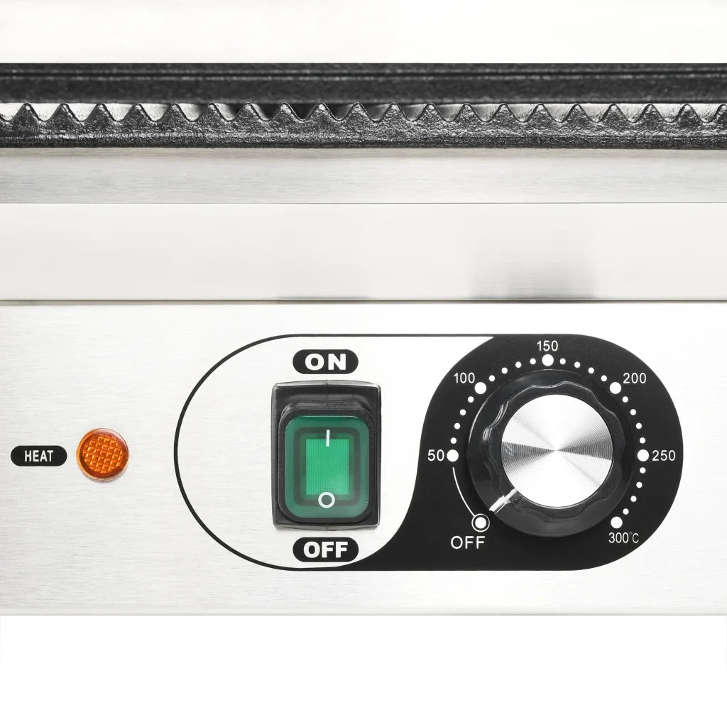 Griglia per Panini Scanalata in Acciaio Inox 1800W 31x30,5x20cm 50749
