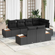Set Divano da Giardino con cuscino 7 pcs Nero Polyrattan 3356773