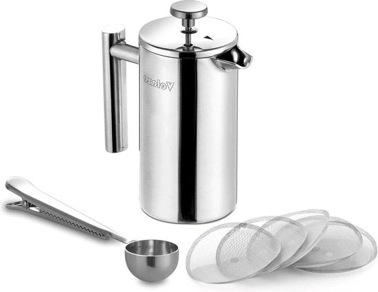 Caffettiera a pressione in acciaio inossidabile a doppia parete isolata - 1000 ml