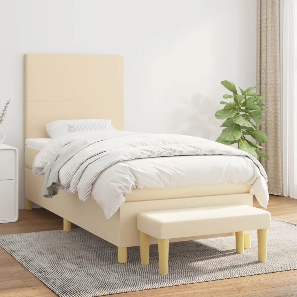Giroletto a Molle con Materasso Crema 90x190 cm in Tessuto