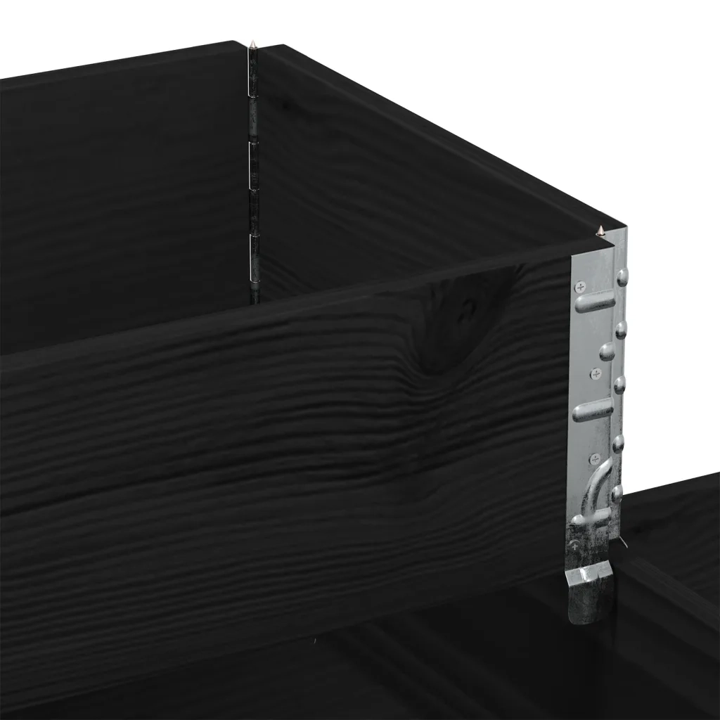 Fioriera Rialzata a 3 Livelli Nera 120x80 cm Legno di Pino 4010314