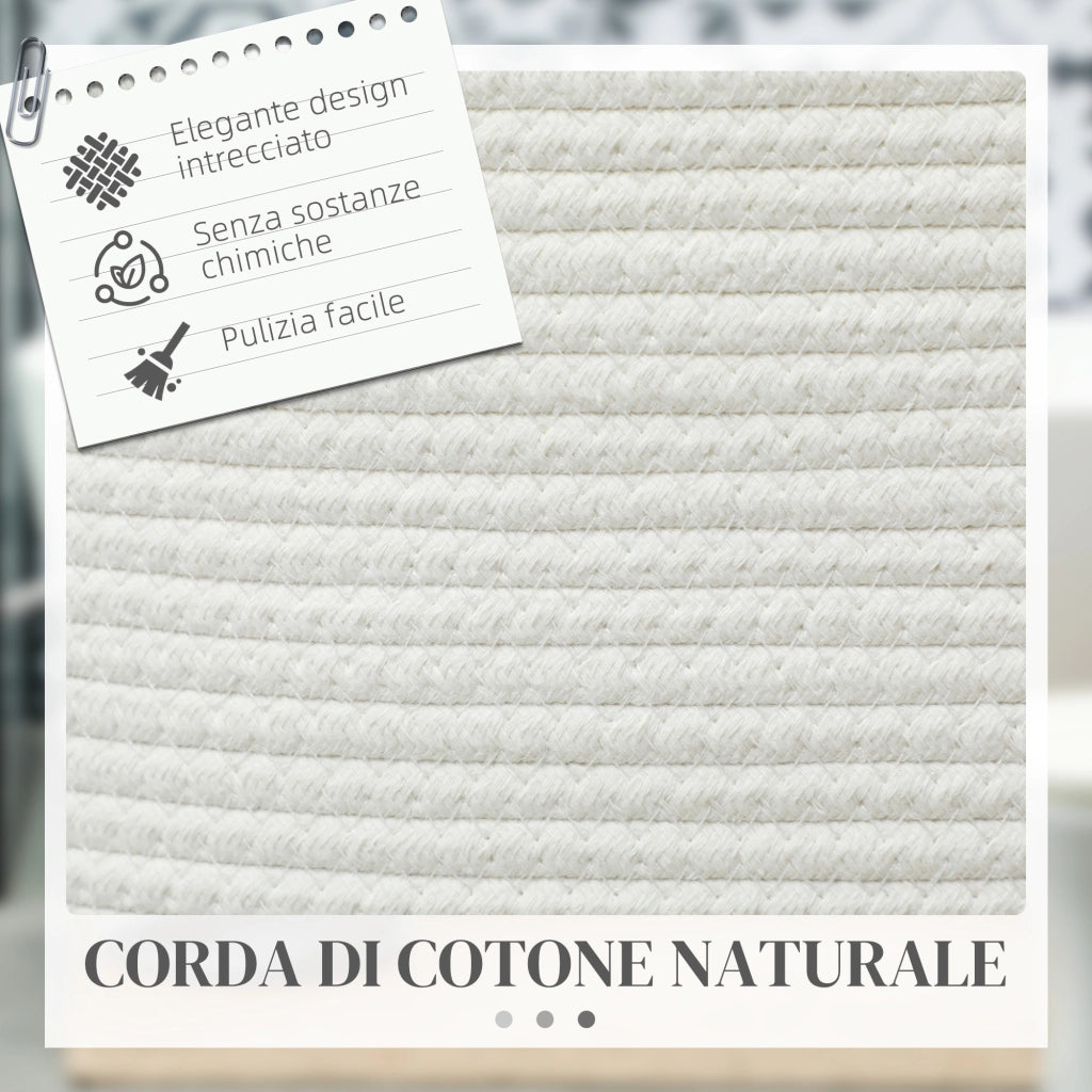 Cesto Portabiancheria Pieghevole ¨C Zephmum ¨C Cotone Naturale ?38x45 cm Bianco Crema