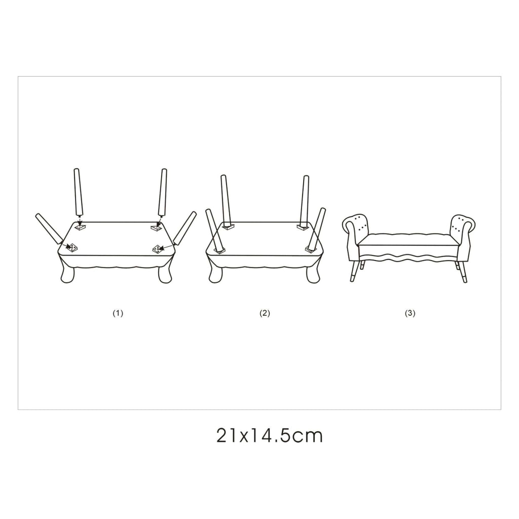 Humahu, Panca in Velluto, con Braccioli e Dettagli Dorati, 120x40x60h cm Bianco Crema
