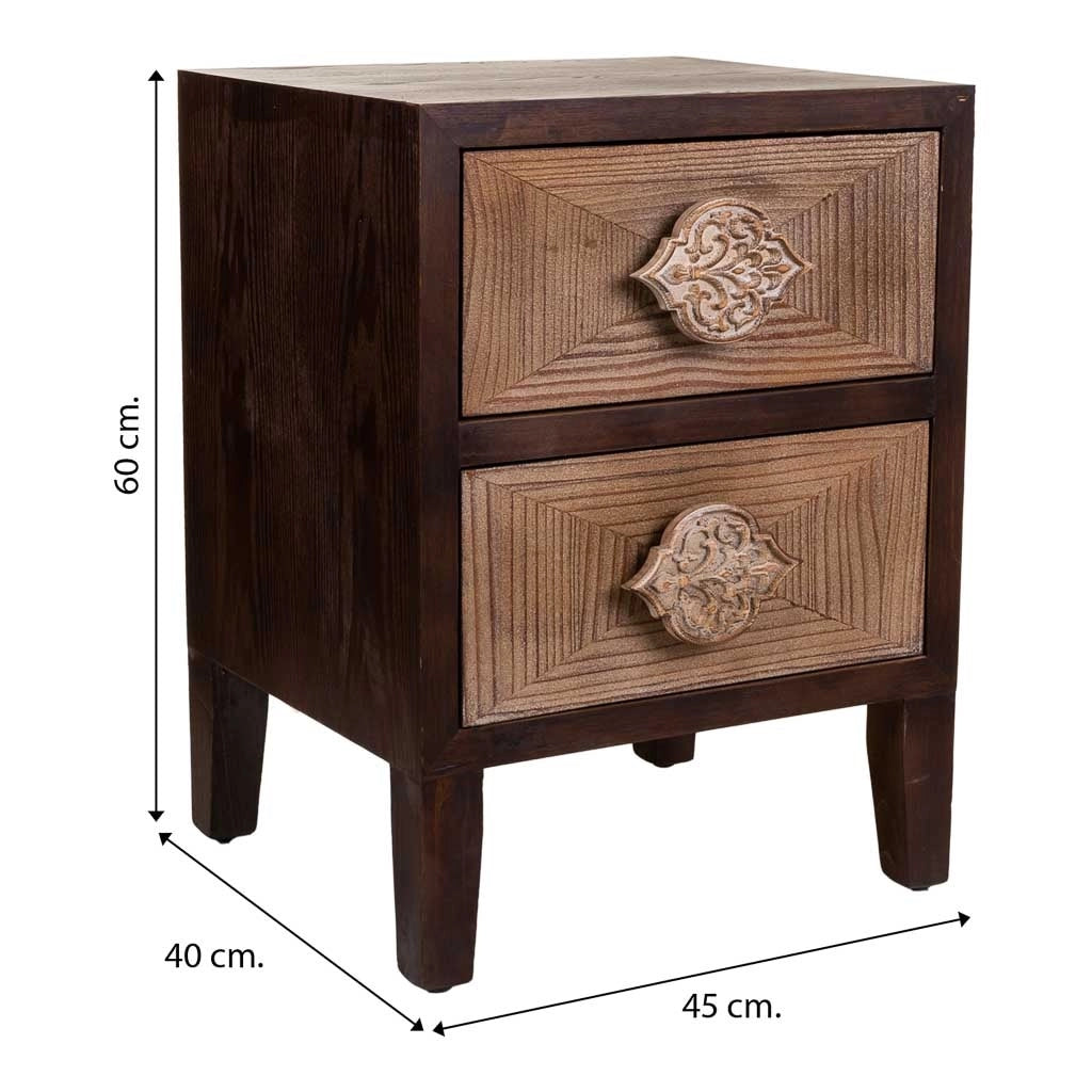 Comodino in legno marrone 45x40x60h