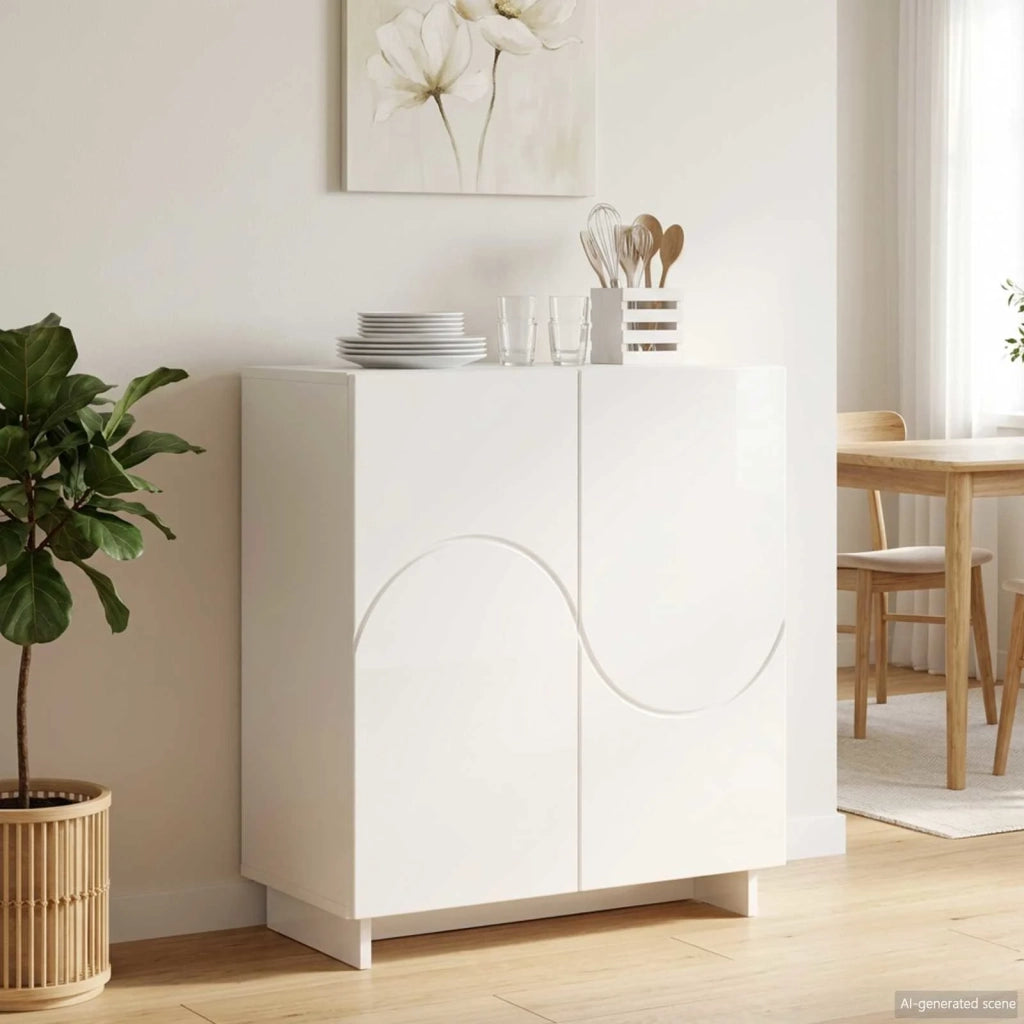 Credenza Bianco Lucido 67 x 34,5 x 75 cm Legno ingegnerizzato 8011535