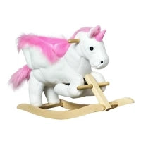 Cavallo a Dondolo Unicorno con Musica in Metallo e Legno 65x32x55cm