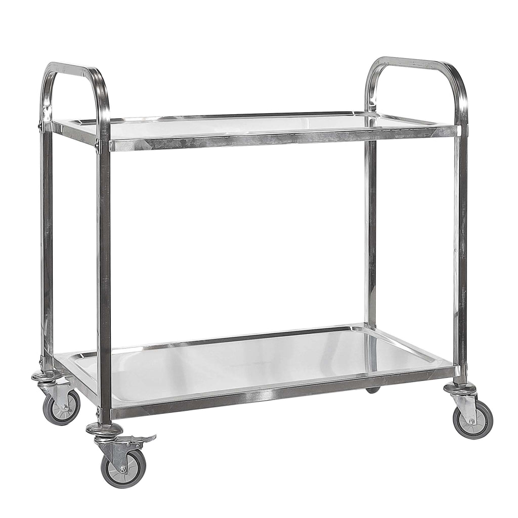 Carrello portavivande in acciaio inox 2 ripiani freni max 150kg Carrello da cucina