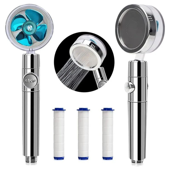 Soffione Doccia con Elica Girevole Doccetta Feridras con Interruttore