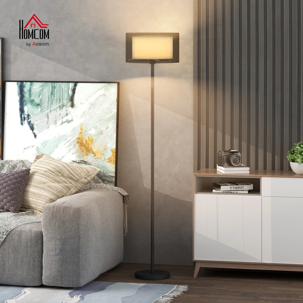 Lampada da Terra Doppia con Interruttore a Pedale ¨C zephmum ¨C Nero ?33x152.5 cm