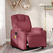 Divano Sedia-Poltrona Massaggiante Reclinabile Elettrica Rosso Vino Tessuto 667700