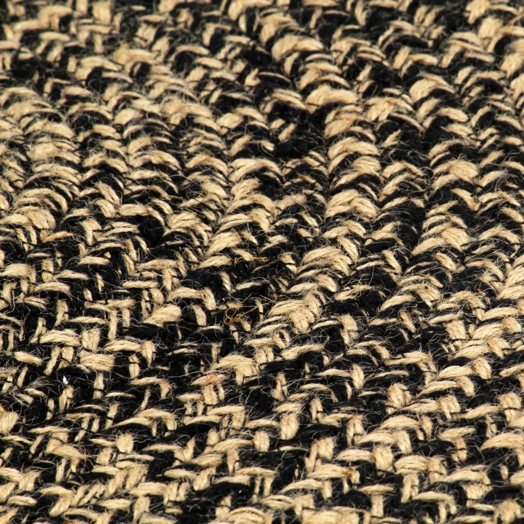 Tappeto Artigianale in Juta Nero e Naturale 120 cm 133726