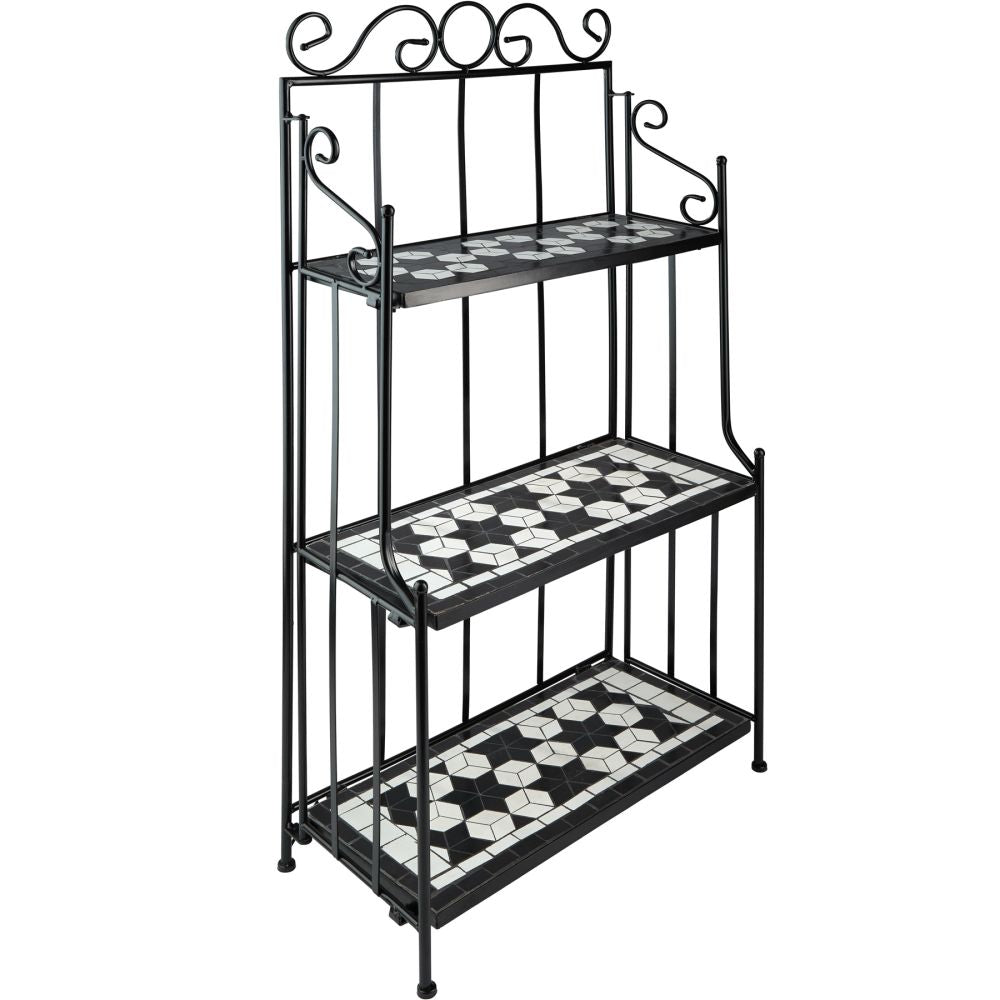 Mensola per piante in mosaico 3 livelli 114 cm nero/bianco 2208298