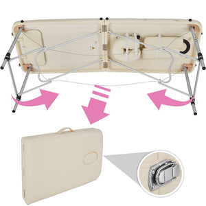 Lettino da massaggio portatile pieghevole in alluminio a 2 zone + copertura beige 2008133