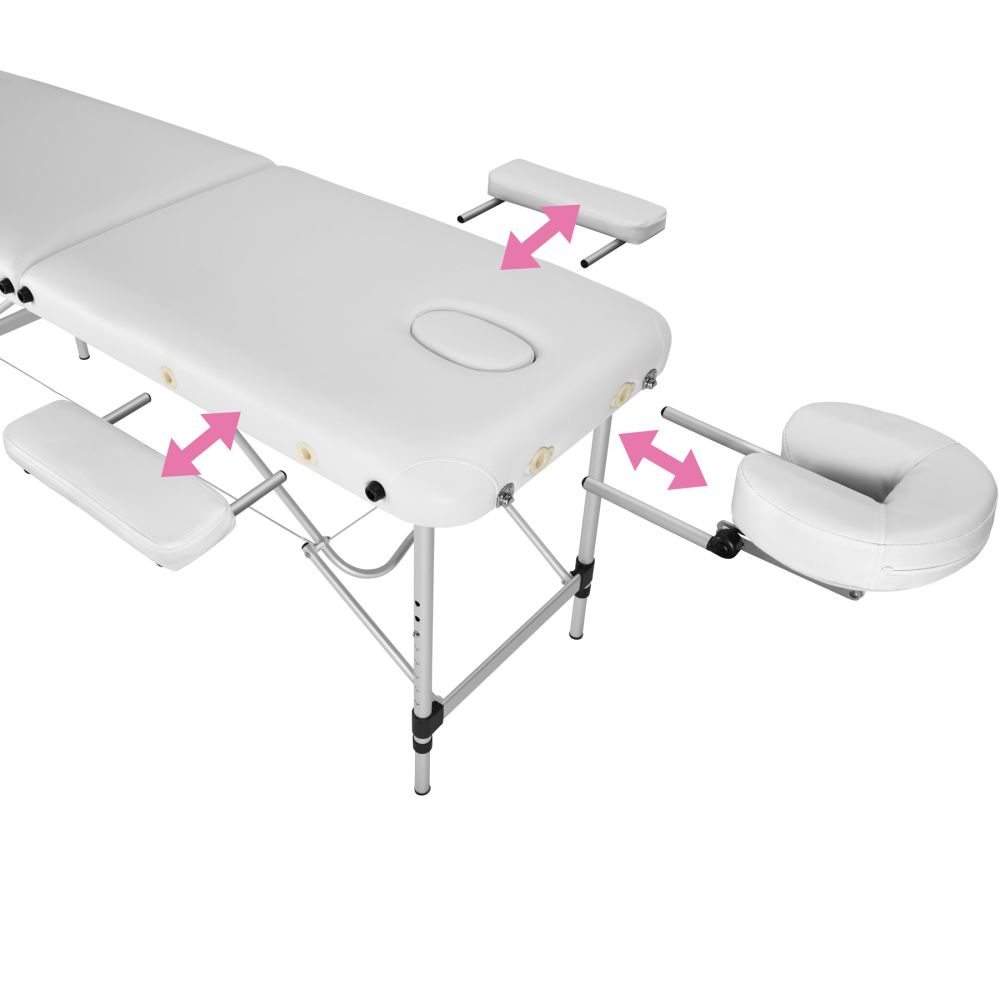 Lettino da massaggio portatile pieghevole in alluminio a 2 zone + copertura bianca 2008134