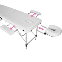 Lettino da massaggio portatile pieghevole in alluminio a 2 zone + copertura bianca 2008134