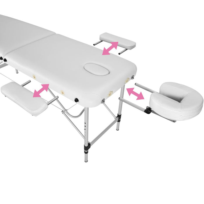 Lettino da massaggio portatile pieghevole in alluminio a 2 zone + copertura bianca 2008134