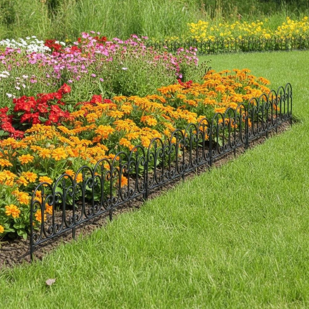 Lawn Edging, 17 Pieces, Black, 10 M, PP