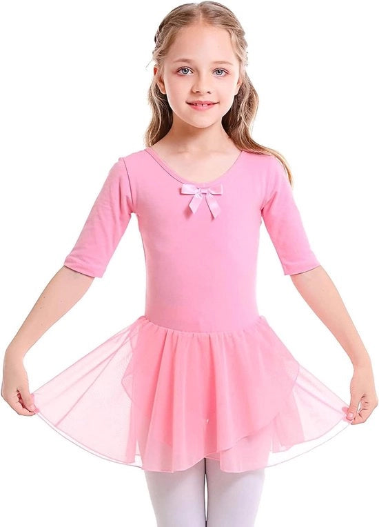 Abbigliamento da Ballo Ragazze - Abito da Ballo Bambina - Abito da Ballo a Foulard di Cotone - Abito da Ballo con Foulard Tutu - Rosa - Taglia 120
