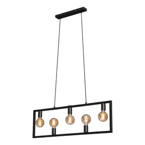 Lampadario A Sospensione Vintage Kotak Metallo Nero 5 Luci Luci E27