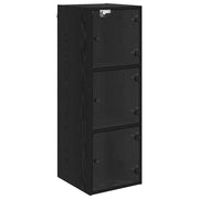 Armadietto a Muro | Mobile a Parete Rovere Nero 35 x 37 x 102 cm