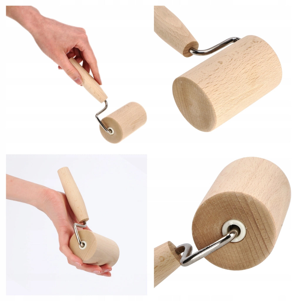 Mattarello per pizza KADAX Kitchen con manico in legno, piccolo, mobile, 17 cm