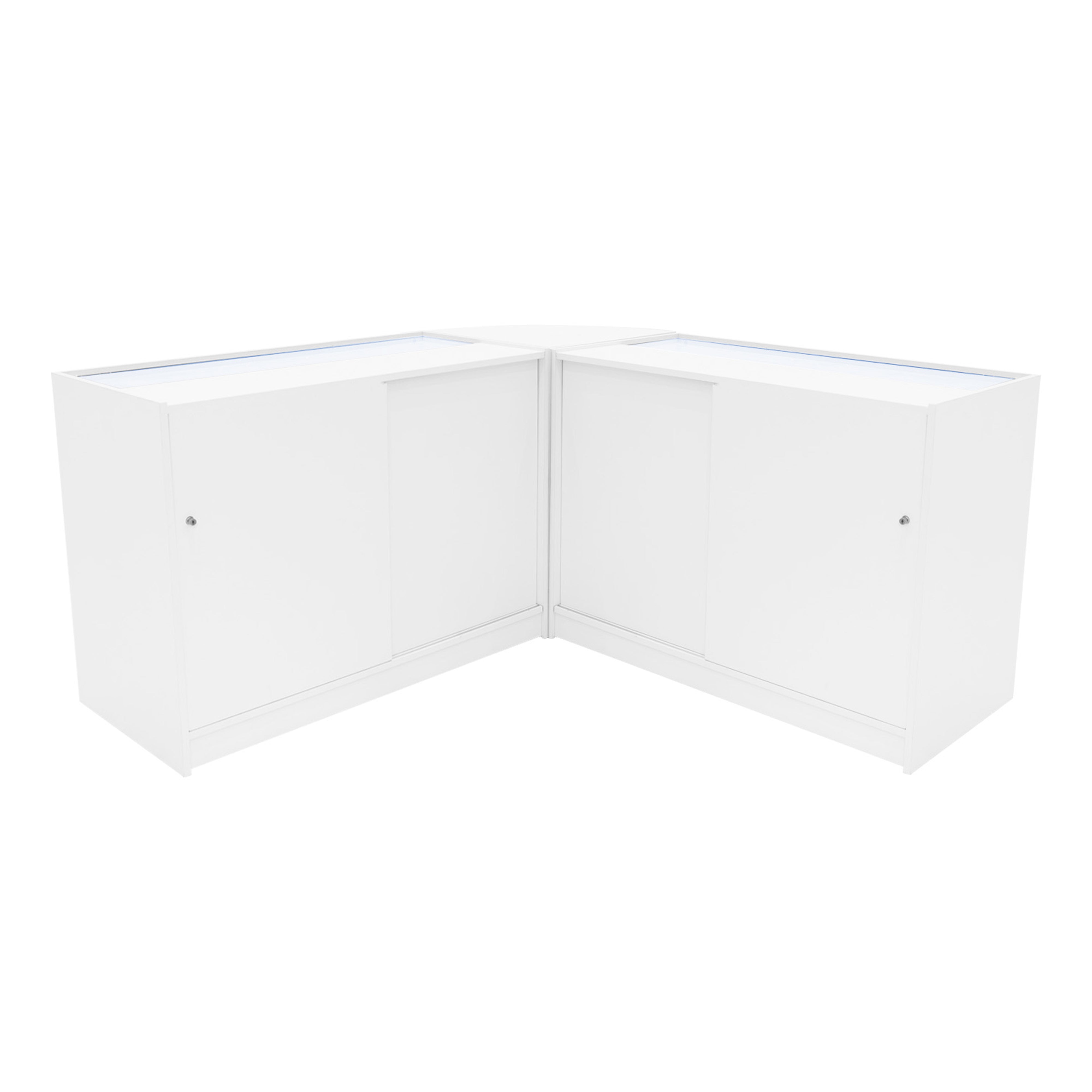 Set Banconi Bianco Selene LED C1200 CM60 con Serratura e Vetrina Espositiva