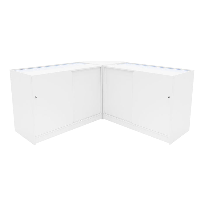 Set Banconi Bianco Selene LED C1200 CM60 con Serratura e Vetrina Espositiva