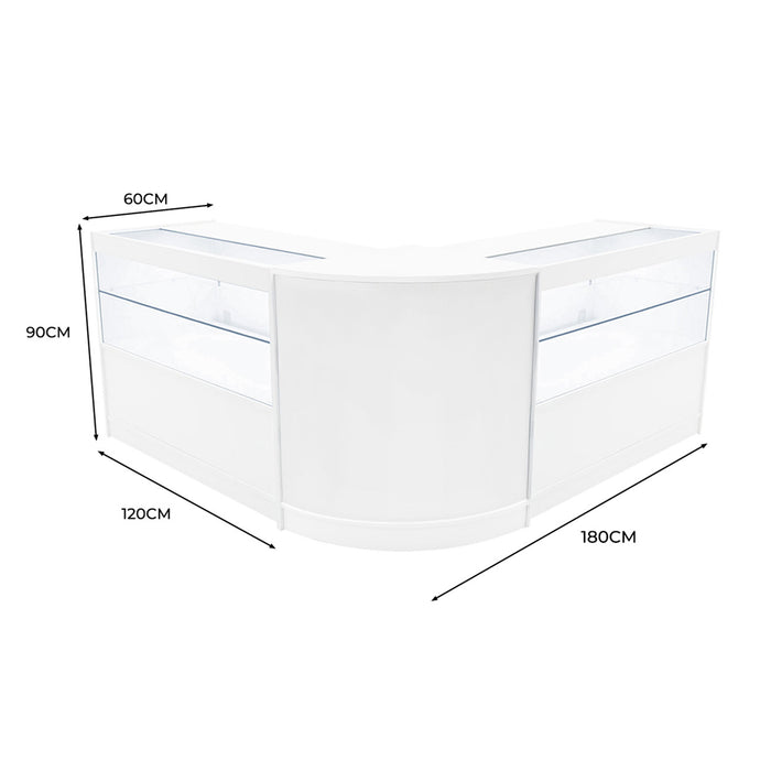 Set Banconi Bianco Selene LED C1200 CM60 con Serratura e Vetrina Espositiva