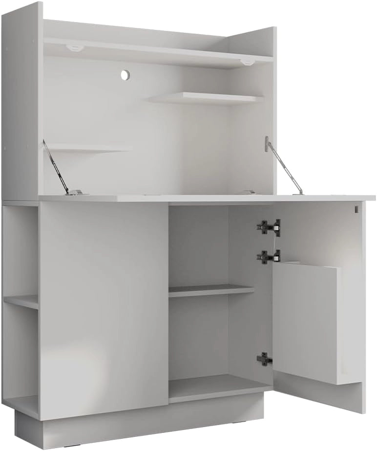 Scrivania per segretaria Alena, Bianco, 85 x 27 cm, adatto per lavorare in modo salvaspazio e per un'organizzazione ordinata