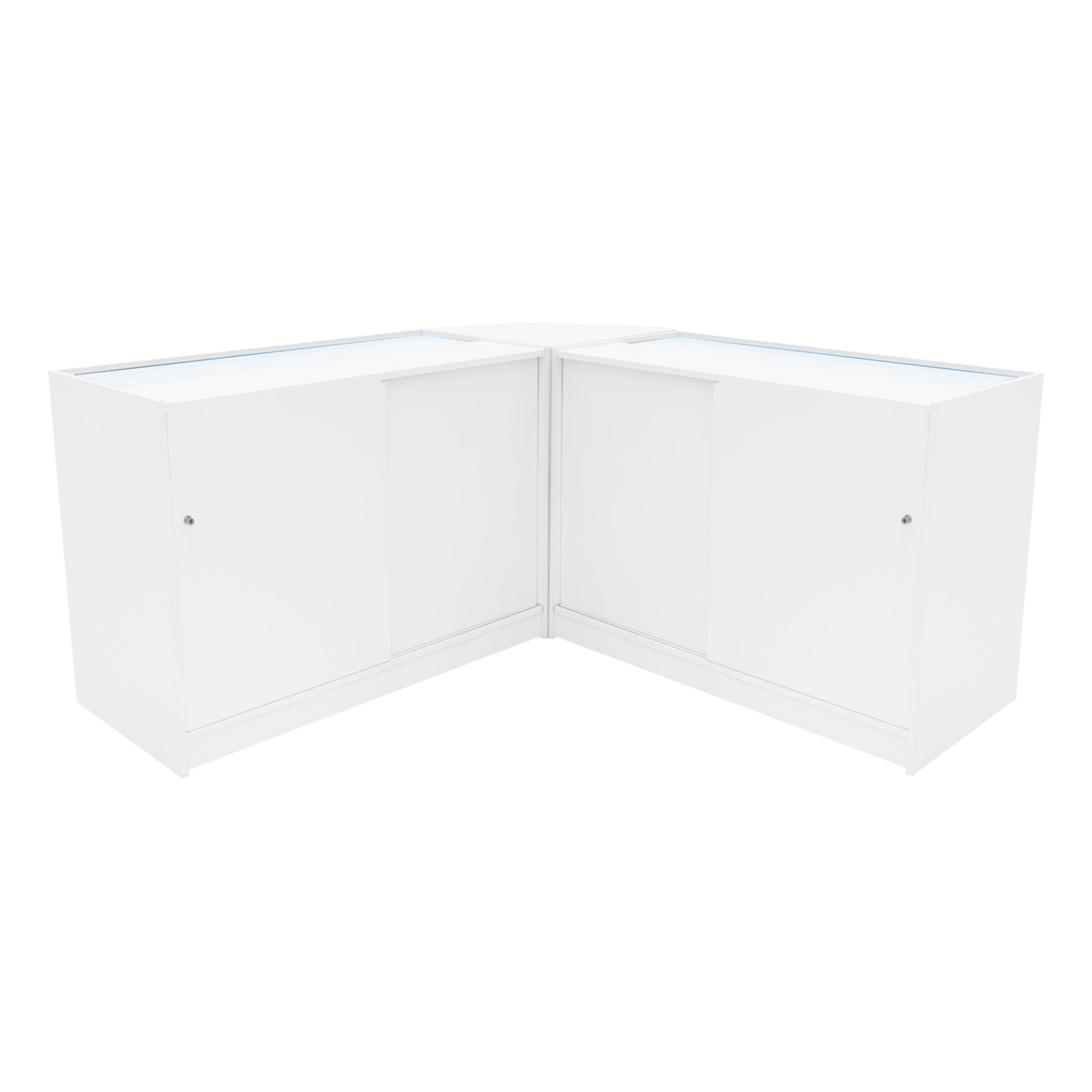 Set Bancone Bianco Hera LED K1200 C1200 CM60 con Serratura e Vetrina Espositiva