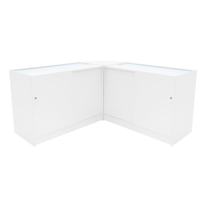 Set Bancone Bianco Hera LED K1200 C1200 CM60 con Serratura e Vetrina Espositiva