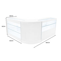 Set Bancone Bianco Hera LED K1200 C1200 CM60 con Serratura e Vetrina Espositiva