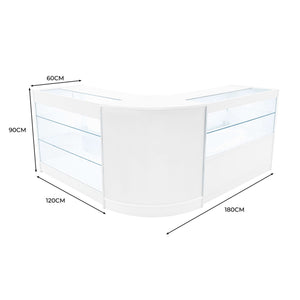 Set Bancone Bianco Hera LED K1200 C1200 CM60 con Serratura e Vetrina Espositiva