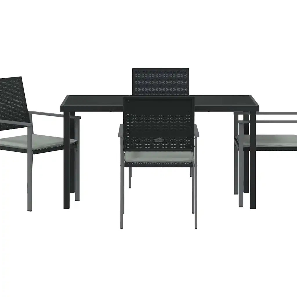 Set da Pranzo per Giardino 5 pcs Nero e Grigio Chiaro