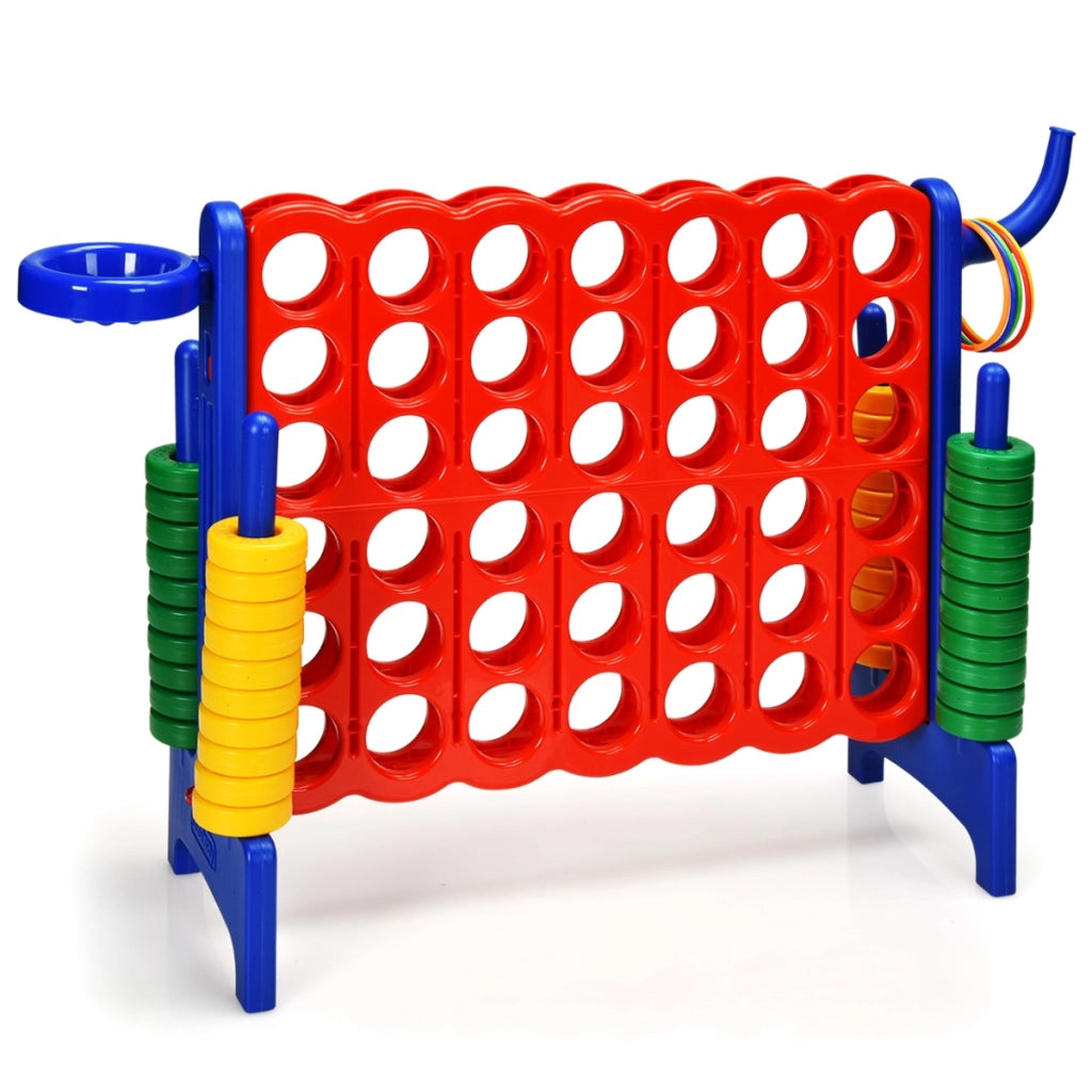 Forza 4 gigante con canestro e gioco di lancio, Gioco da esterno per bambini e adulti 84x33x79 cm Blu