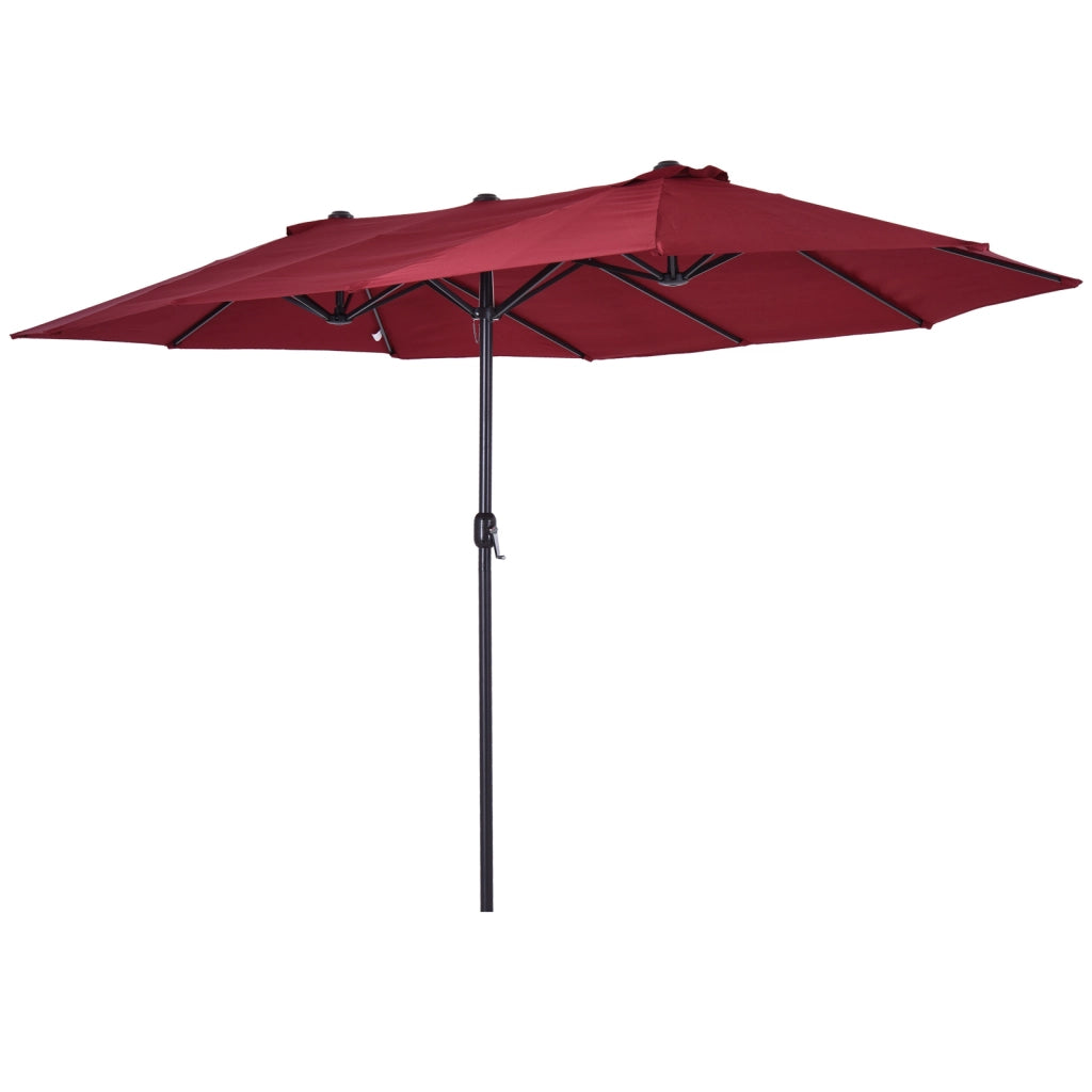 Ombrellone da Giardino Doppio ¨C zephmum ¨C Acciaio, Poliestere, 455x265x238cm, Rosso