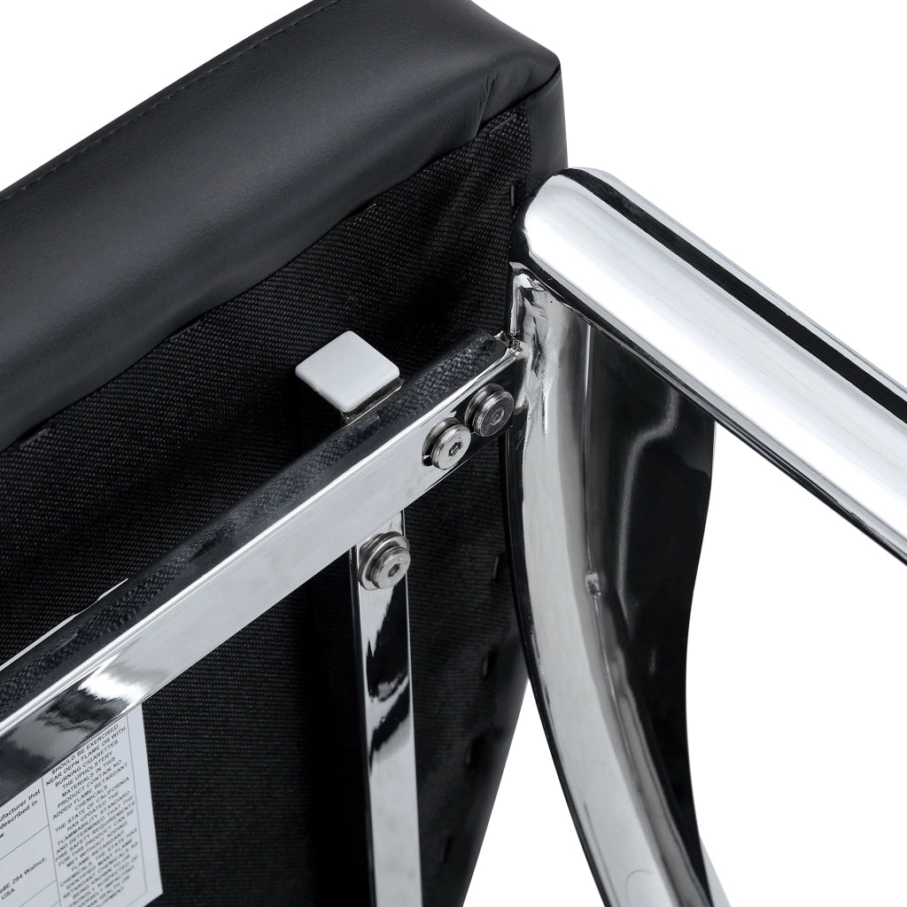 Sedia da pranzo Set da 2 con Schienale Traforato Ergonomico e Gambe in Metallo, PU Nero e Argento 102.5 cm