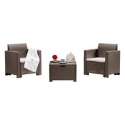 Set salotto da esterno Apis, Salottino outdoor, Set da balcone o giardino, Composizione soggiorno per esterni, Made in Italy, Tortora