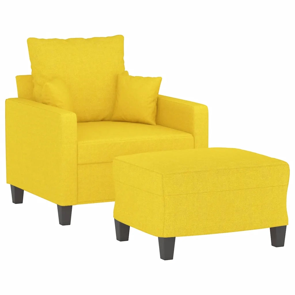 Poltrona | Sedia Relax con Poggiapiedi Giallo Chiaro 60 cm in Tessuto